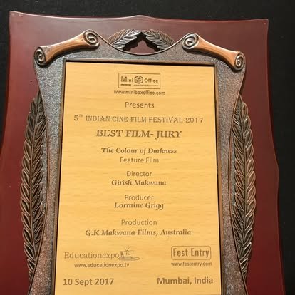 The Colour of Darkness award plaque
